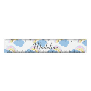 Rainbow and Cloud Hand Drawn Name Ruler