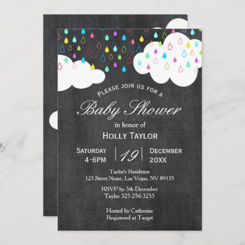 Rainbow and Clouds Baby Shower Invitation
