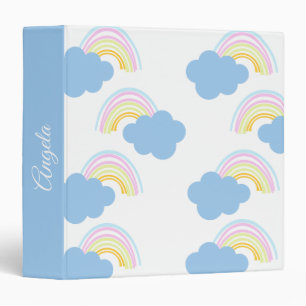 Rainbow and Clouds Doodle Pattern 3 Ring Binder
