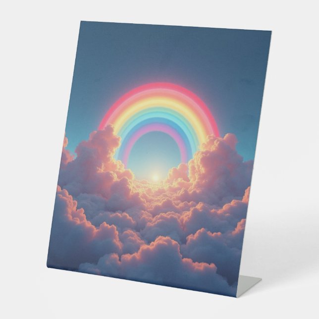 Rainbow and clouds party sign (Front)