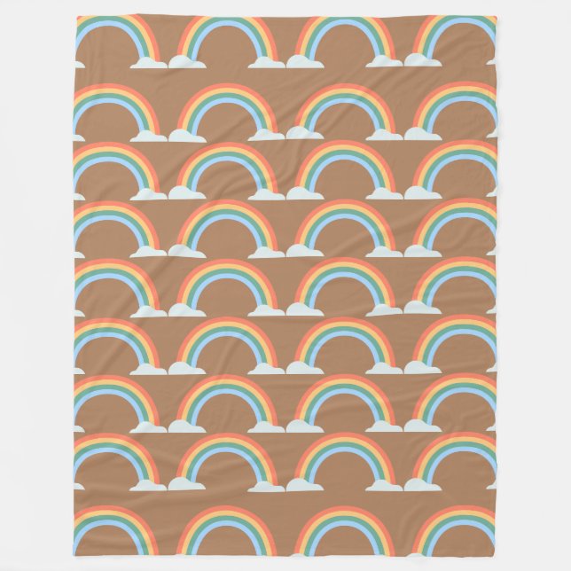 Rainbow and clouds pattern fleece blanket (Front)