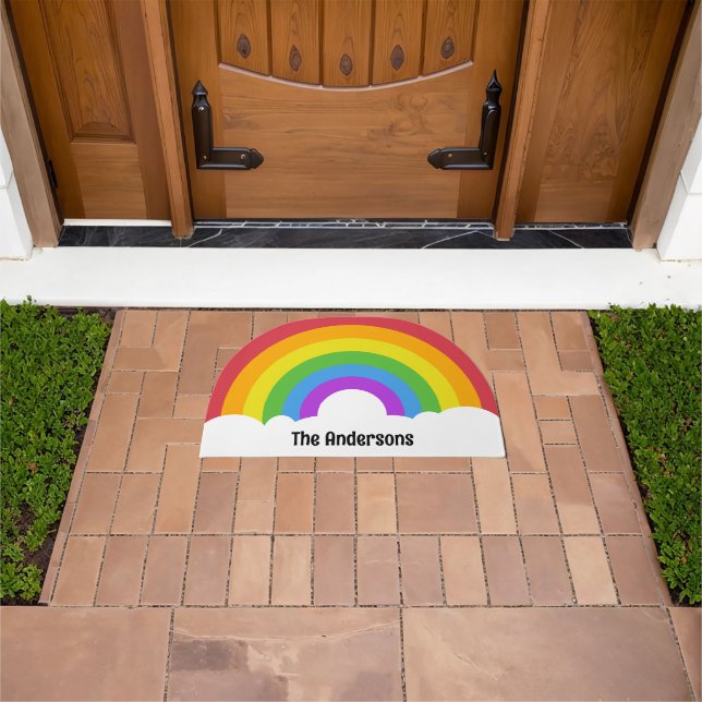 Rainbow and Clouds Personalized Doormat (Outdoor)