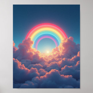 Rainbow and clouds poster