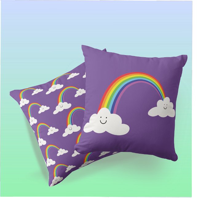 Rainbow and Clouds Throw Pillow (Creator Uploaded)