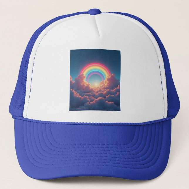 Rainbow and clouds trucker hat (Front)