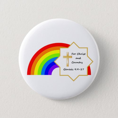 Rainbow and Cross Christian button