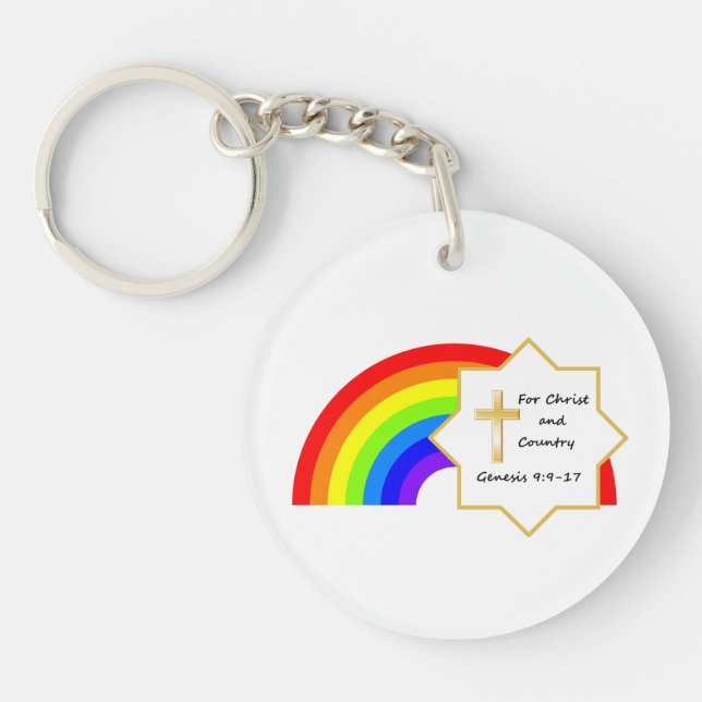 Rainbow and cross keychain (Front)