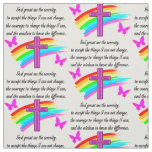RAINBOW AND CROSS SERENITY PRAYER DESIGN FABRIC