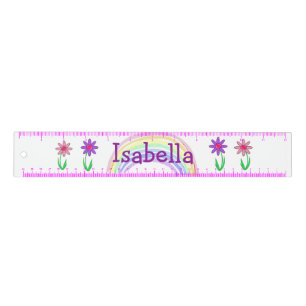 Rainbow and Flowers Personalized Name Ruler