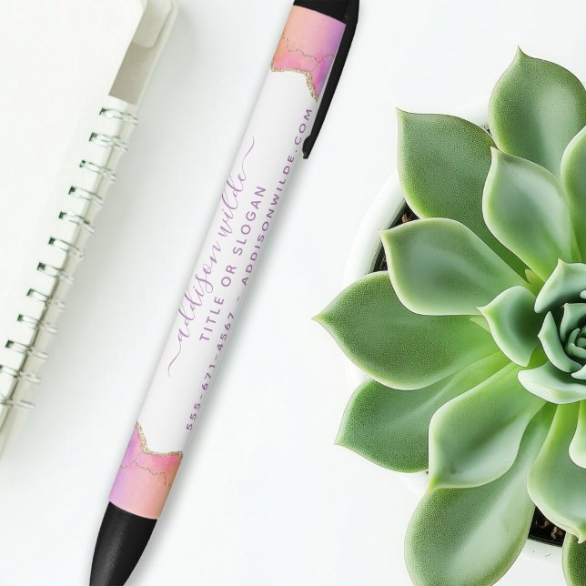 Rainbow And Gold Watercolor Agate Business Pen (Creator Uploaded)