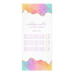 Rainbow And Gold Watercolor Agate Price List Rack Card
