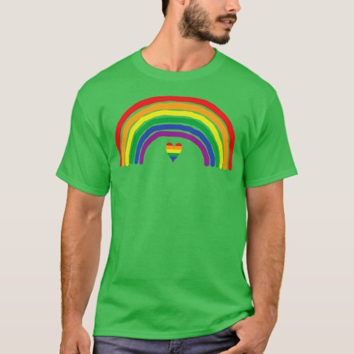 Rainbow and Heart Color like Pride Flag T_Shirt