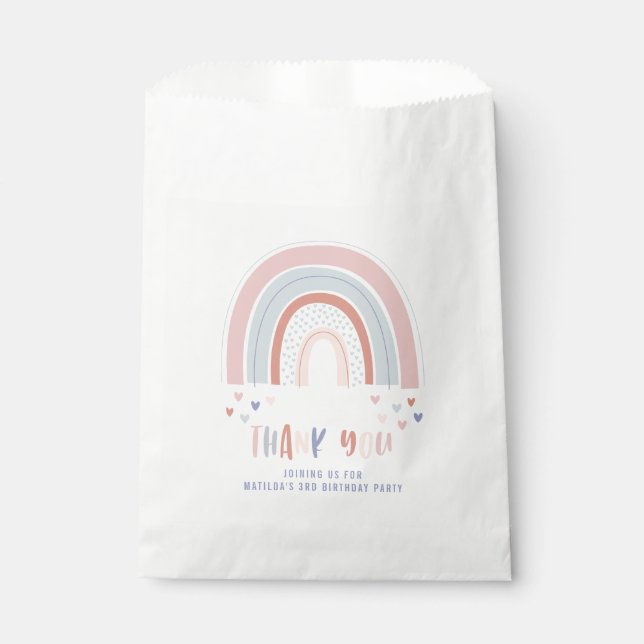 Rainbow and heart thank you favor bag (Front)