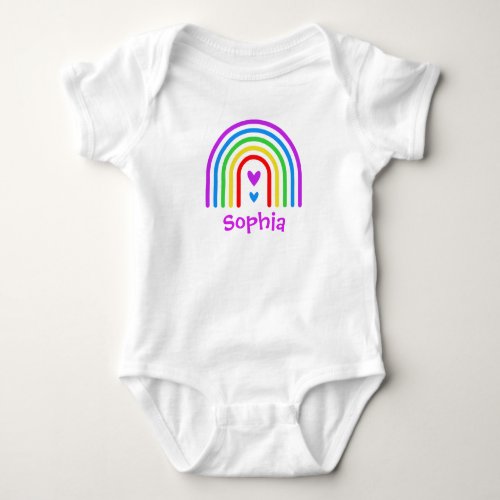 Rainbow and Hearts  Baby Bodysuit