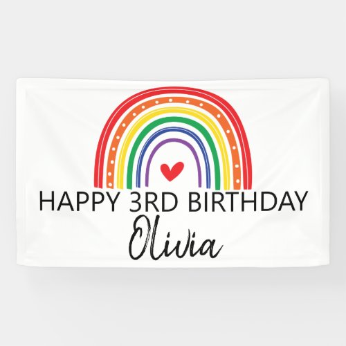 Rainbow and Hearts birthday party banner