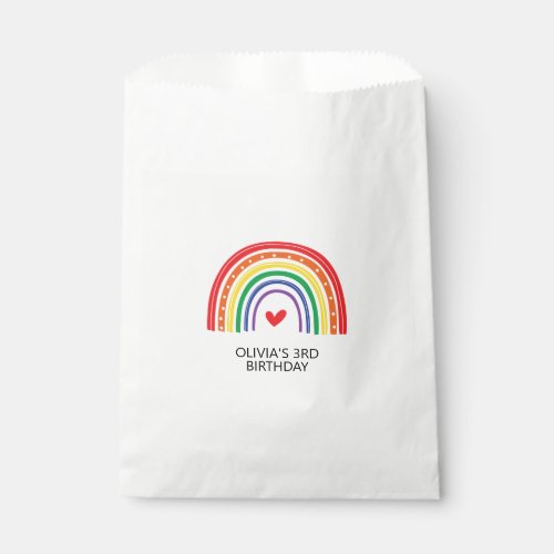 Rainbow and Hearts Birthday Party Favor Bags