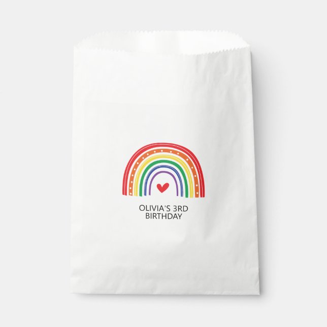 Rainbow and Hearts Birthday Party Favor Bags (Front)
