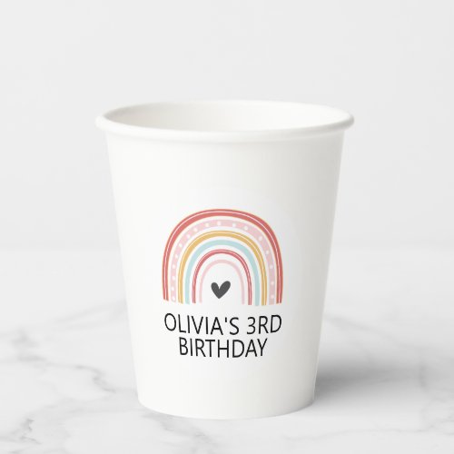 Rainbow and Hearts Birthday party Paper Cups