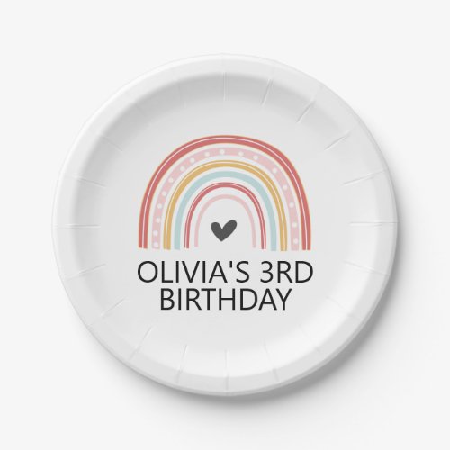Rainbow and Hearts Birthday party Plates