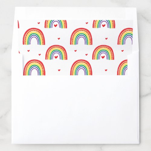 Rainbow and Hearts envelope liner rainbow invite