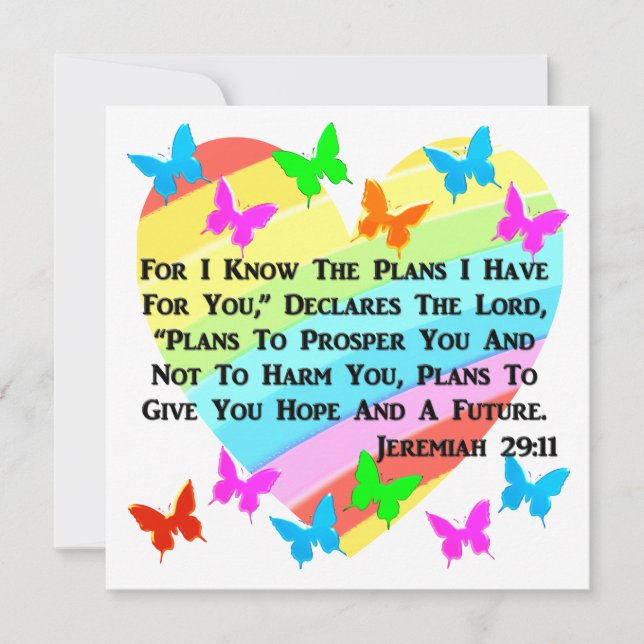 RAINBOW AND HEARTS JEREMIAH 29:11 INVITATION (Front)
