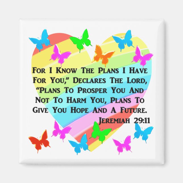 RAINBOW AND HEARTS JEREMIAH 29:11 MAGNET (Front)