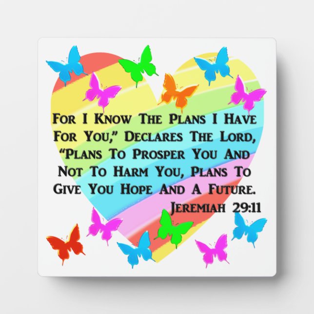 RAINBOW AND HEARTS JEREMIAH 29:11 PLAQUE (Front)