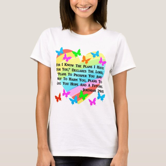 RAINBOW AND HEARTS JEREMIAH 29:11 T-Shirt (Front)