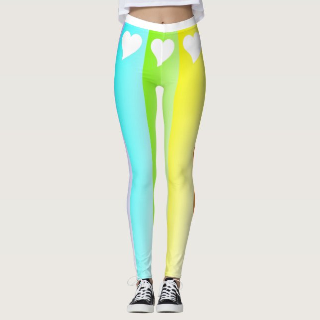 Rainbow and hearts leggings (Front)