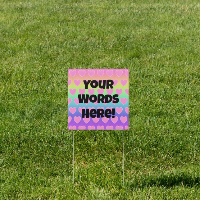 Rainbow and Hearts Personalized Yard Sign (Insitu)