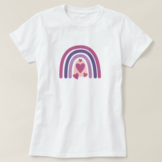 Rainbow And Hearts T-Shirt (Design Front)