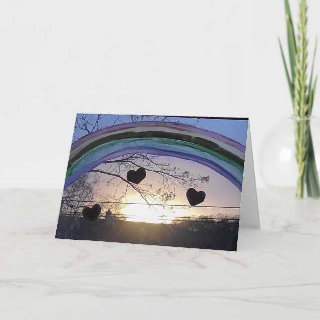Rainbow and Hearts Thinking about You Missing You Card (Front)