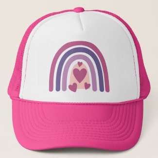 Rainbow And Hearts Trucker Hat