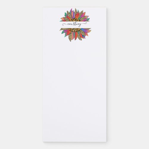 Rainbow and leopard print personalized  magnetic notepad