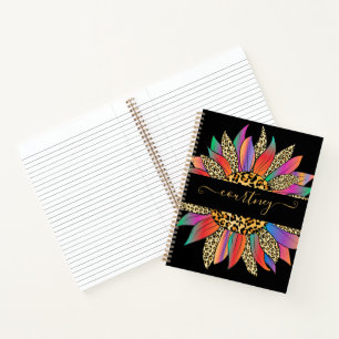 Rainbow and leopard print personalized notebook