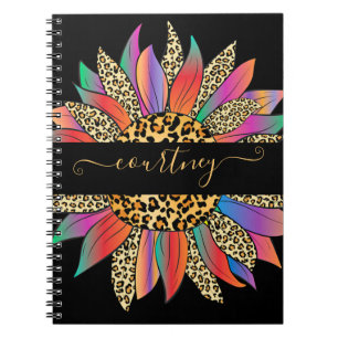 Rainbow and leopard print personalized notebook