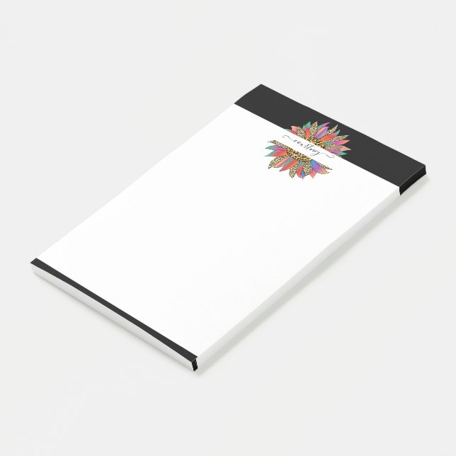 Rainbow and leopard print personalized   post-it notes (Angled)