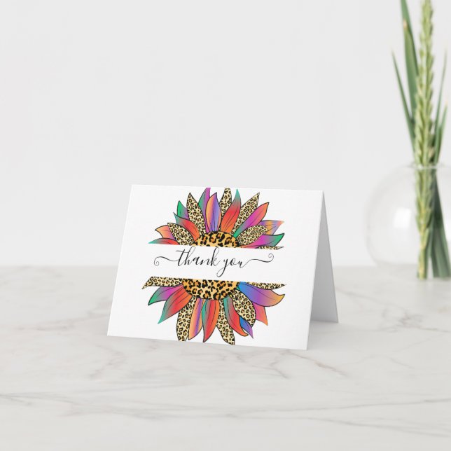 Rainbow and leopard print personalized   thank you (Front)