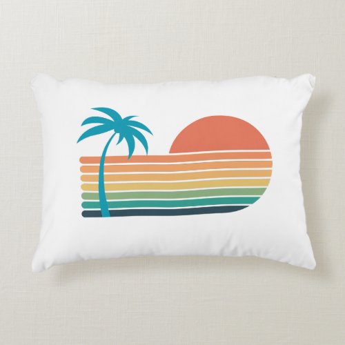 Rainbow and Palm Tree Accent Pillow