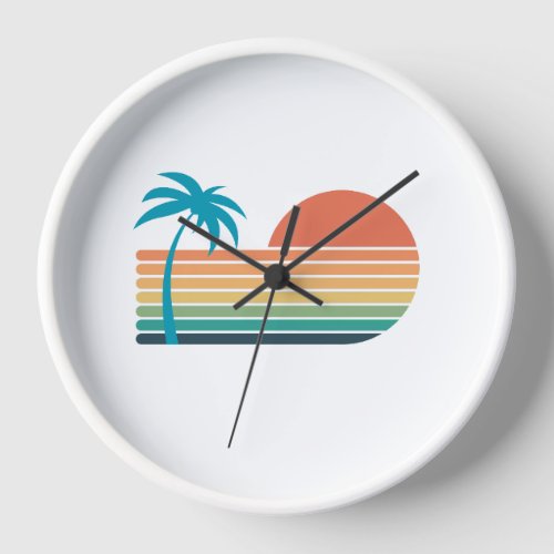 Rainbow and Palm Tree Clock