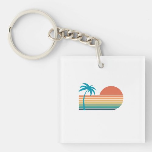 Rainbow and Palm Tree Keychain