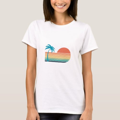 Rainbow and Palm Tree T_Shirt