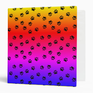 Rainbow and pawprints 3 ring binder