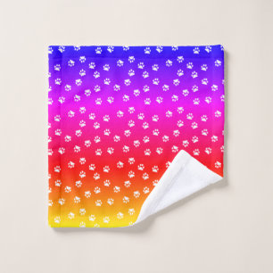 Rainbow and pawprints bath towel set