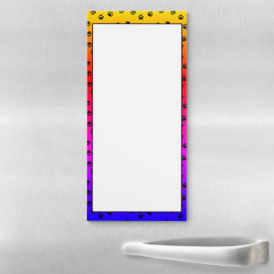 Rainbow and pawprints magnetic notepad