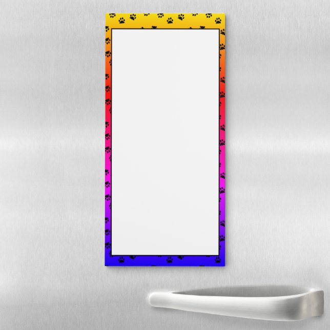 Rainbow and pawprints magnetic notepad (In Situ)