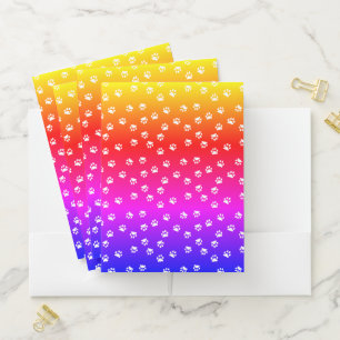 Rainbow and pawprints pocket folder