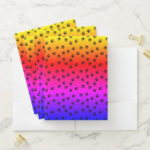 Rainbow and pawprints pocket folder