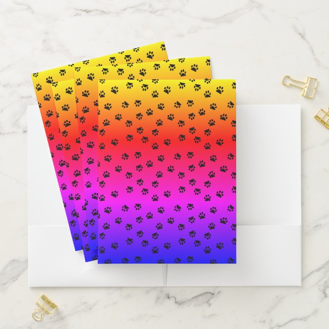 Rainbow and pawprints pocket folder (In Situ)