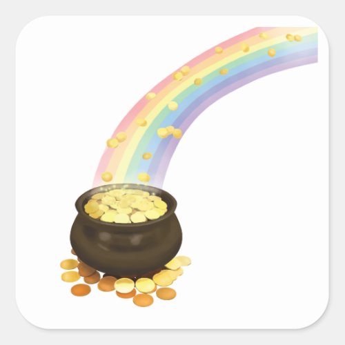 Rainbow and Pot of Gold Square Sticker